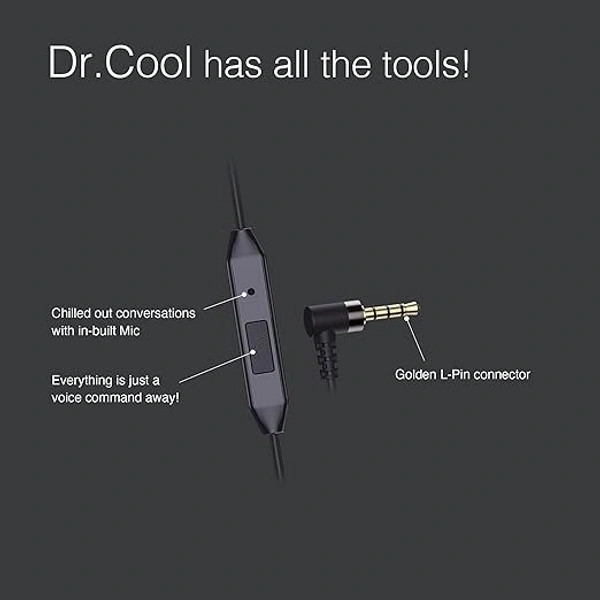 EARSET- FINGERS Dr. Cool Wired Earphones (Ear-shaped Dual Tone Earbuds | Golden L Pin Connector)- 1 Year Warrenty