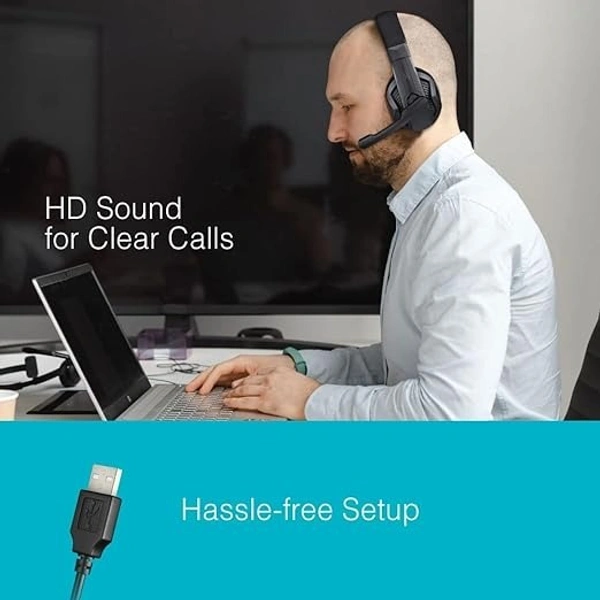 HEADPHONES- FINGERS USB-Talkathon On-Ear Wired Headphones with Mic (Big 40 mm Driver | Adjustable Mic | in-line Volume controller) - Black