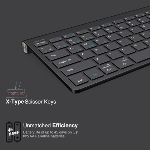 KEYBOARDSS- BTW- FINGERS TeenyClicks Wireless Mini Bluetooth Keyboard (3-in-1: Connect 3 Devices, 5-in-1: Windows®, macOS, Android™, Linux, Chrome OS, Special X-Type Scissors, 45 Days worktime)