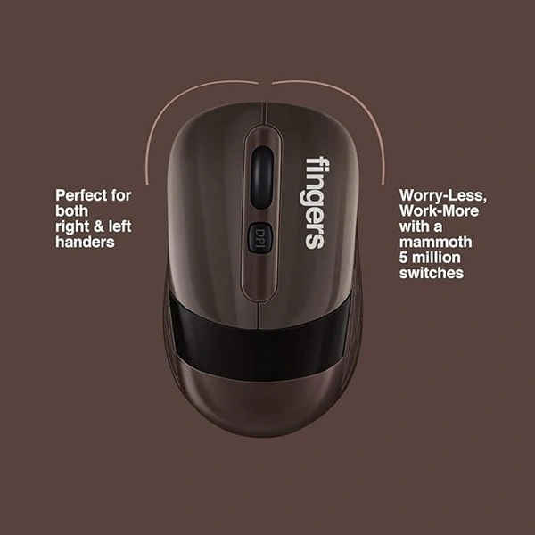 MOUSE- WIRELESS- FINGERS AeroGrip Wireless Mouse with 2.4 GHz USB Receiver (Compatible with Windows, Mac & Linux | Ambidextrous)