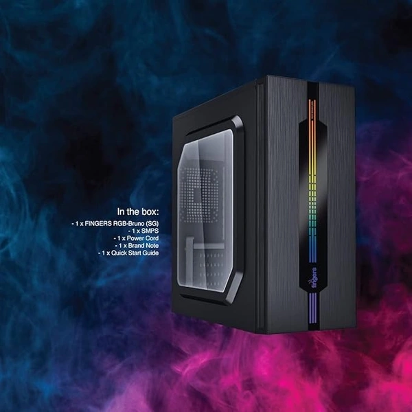 CABINET- RGB- Fingers RGB-Bruno (SG) Computer Case (with Side Transparent Glass | Full ATX PC Cabinet with ARGB LEDs)