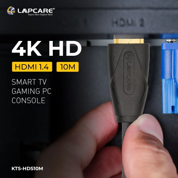 HDMI CABLE- 10 MTR- LAPCARE- Lapcare Premium Quality HDMI Cable, Male to Male (10 M)-Black- 1 Year Warrenty