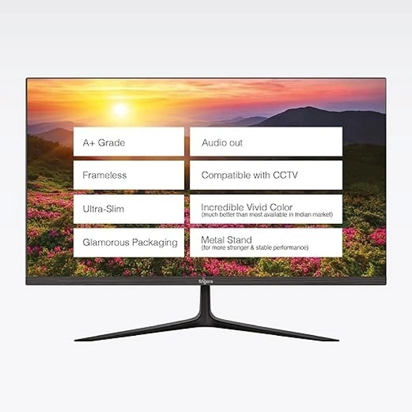 SIZE- 22" FINGERS The Big Picture LED Monitor [21.45 (51.48cm) FHD (1920x1080 px) Ultra-Slim & Frameless 16.7 M Colours Wall Mountable VGA, HDMI & Audio Out Ports - (Satin-2150, Black) with 100HZ