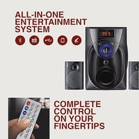 SPEAKERS- FINGERS Challenger Wood Encased Multimedia 2.1 Speaker (18 W Stereo Powerful Bass | Bluetooth, FM, USB, SD, AUX (RCA) | Remote Control)