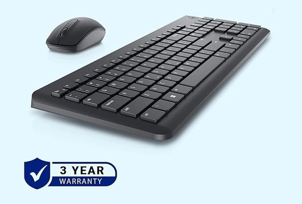 COMBO- WIRELESS- Dell KM3322W Wireless USB Keyboard and Mouse Combo, Anti-Fade & Spill-Resistant Keys, up to 36 Month Battery Life, 3Y Advance Exchange Warranty - Black