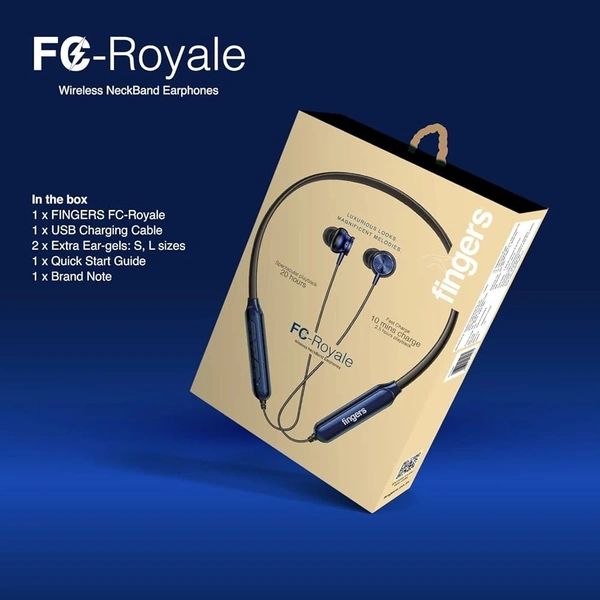 NECKBANDS- FINGERS FC-Royale Bluetooth Wireless Neckband in Ear Earphones with Built in Mic (Royal Blue)