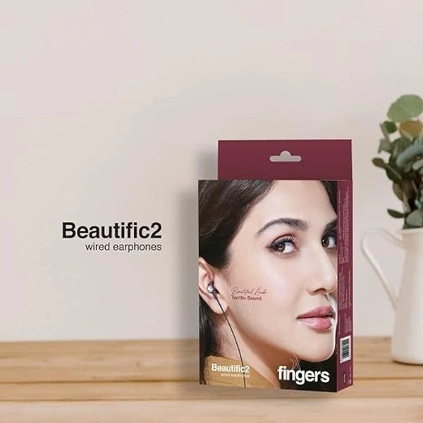 EARSET- FINGERS Beautific2 Wired in-ear Earphones with built-in Mic, 10 mm Neodymium driver, 3.5 mm L-pin connector (Burgundy)