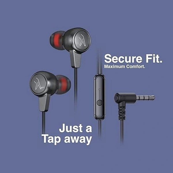 EARSET- FINGERS SoundElite Wired in-Ear Earphones with Built-in Mic, 10 mm Neodymium Driver, 3.5 mm L-pin Connector (Rich Grey)