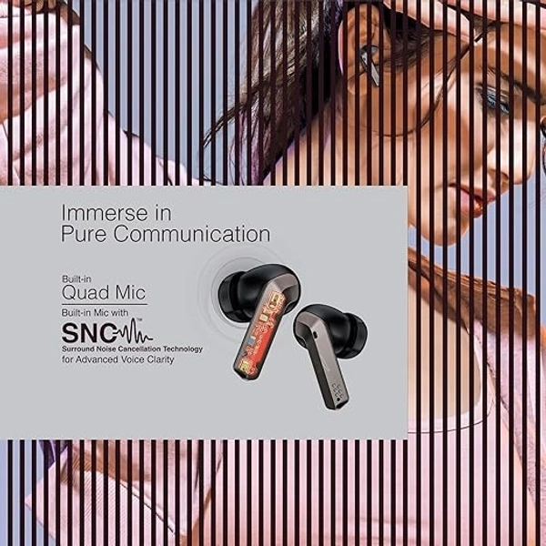 EARBUDS- FINGERS Mesmeric TWS Earbuds Immersive Sound with 10 mm Deep bass Drivers, 60 Hours Playtime, Built-in Quad Mics, SNC™ Technology, Quick Charge Type-C Fast Charging (Gun Metal + Black)