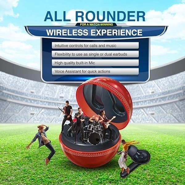 EARBUDS- FINGERS Yorker Bluetooth Truly Wireless in Ear Earbuds with Mic (Cricket Themed | Snc Technology | 17.5 Hrs Power Playback | Fast Charging Type-C | Sweat Proof | Voice Assistant Support, Piano White)