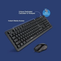 COMBO- WIRED- FINGERS FusionCombo Wired USB Keyboard and Mouse Set (Instant Access with 14 Quick Soft Touch Keys & Rupee Key)