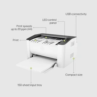 SKU-0499/ HP Laser 1008W Printer, WiFi Print Option/ Single Function, Print, Hi-Speed USB 2.0, Up to 21 ppm, 150-sheet Input Tray, 100-sheet Output Tray, 10,000-page Duty Cycle, 1-Year Warranty, Black and White, 714Z8A