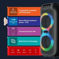 SPEAKERS- FINGERS Swag5 Bluetooth Portable Speaker (with RGB lights, 10 W Deep Bass, FM, USB, MicroSD, AUX, Mic in (6.35 mm), Multi-point Technology, Provisional Slot for Wired/Wireless Mic)