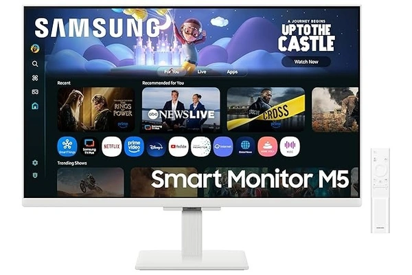 SKU-0559/ SIZE- 27" -Samsung 27" M5 Smart Monitor with Smart TV Experience|FHD 1920 x 1080|Screen Mirroring|IPS Panel TV Plus|Speakers|Adaptive Sound|Wi-Fi|HDMI|Bluetooth|LS27FM501EWXXL|White