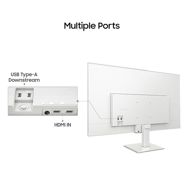 SKU-0559/ SIZE- 27" -Samsung 27" M5 Smart Monitor with Smart TV Experience|FHD 1920 x 1080|Screen Mirroring|IPS Panel TV Plus|Speakers|Adaptive Sound|Wi-Fi|HDMI|Bluetooth|LS27FM501EWXXL|White