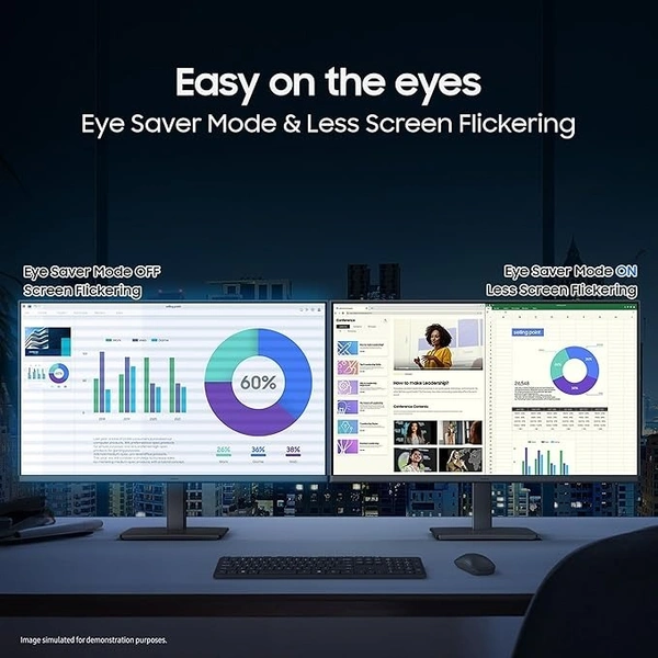 SKU-0553/ SIZE- 24"- Samsung 24" (60.5 cm) S3 Flat Monitor|Super Slim Borderless Design|IPS Panel|FHD 1920 x 1080|100 Hz|5 ms|Ports-HDMI,VGA|Game Mode|Eye Saver Mode||Wall Mountable|LS24D304GAWXXL|Black