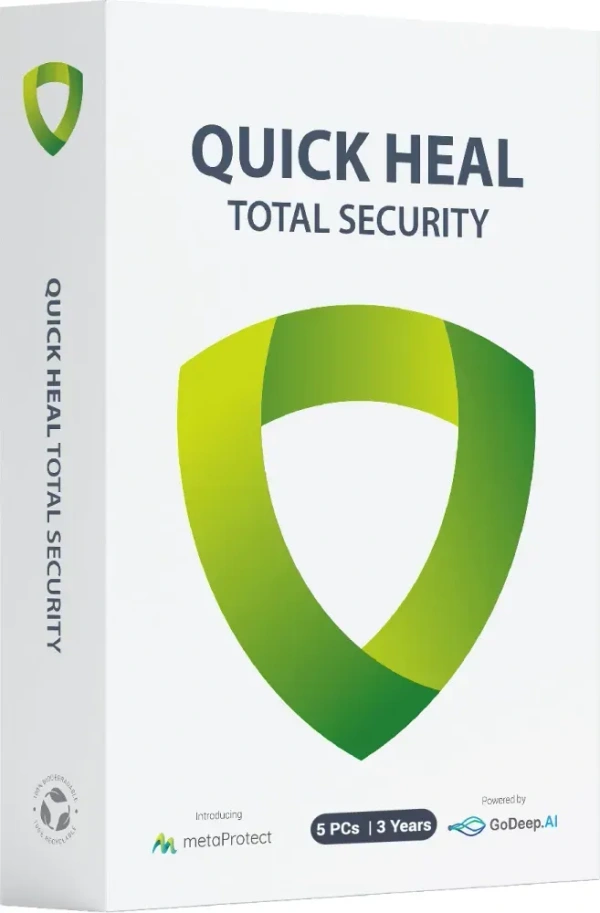 ANTIVIRUS- 3YEAR- 5PC- Quick Heal Total Security - 5 Users, 3 Years | AI Based Device Security for Windows PC | Banking and Browsing Protection | Dark Web Monitoring and Parental Control