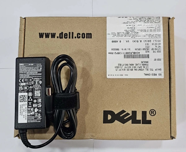 SKU-0565/ Dell Original 65W Laptop Adapter-Black, Big Pin 7.4 MM, 19.5V 3.34A, Warranty 1 Year.