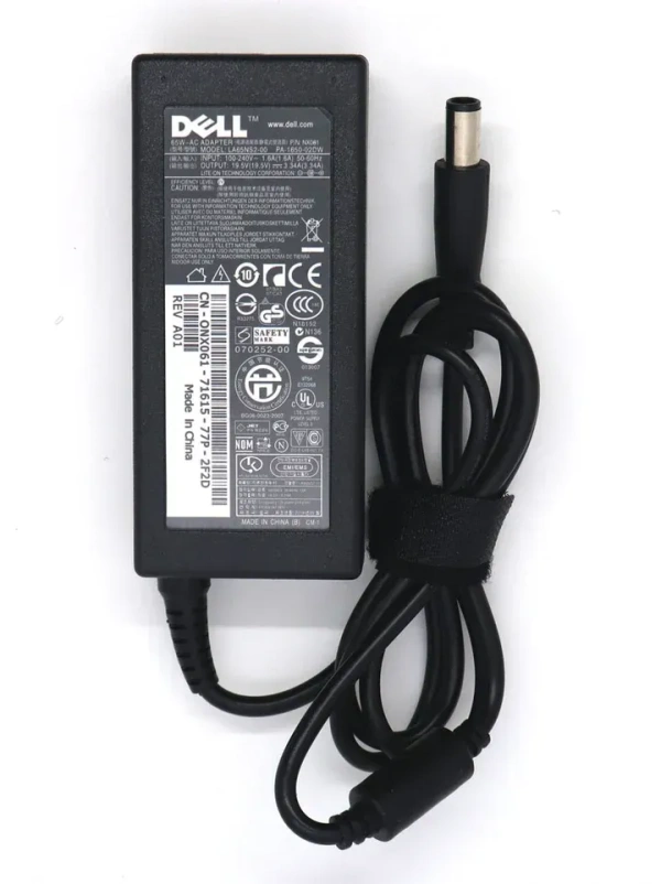 SKU-0565/ Dell Original 65W Laptop Adapter-Black, Big Pin 7.4 MM, 19.5V 3.34A, Warranty 1 Year.