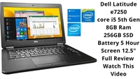 CORE I5- 5TH GEN- (Refurbished) Dell Latitude E7250 5th Gen Intel Core i5 Thin & Light HD Laptop (8 GB RAM/256 GB SSD/12.5" (31.8 cm) HD/Windows 10/MS Office/WiFi/Bluetooth 4.1/Webcam/Integrated Graphics)