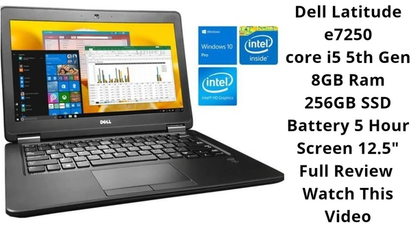 CORE I5- 5TH GEN- (Refurbished) Dell Latitude E7250 5th Gen Intel Core i5 Thin & Light HD Laptop (8 GB RAM/256 GB SSD/12.5" (31.8 cm) HD/Windows 10/MS Office/WiFi/Bluetooth 4.1/Webcam/Integrated Graphics)