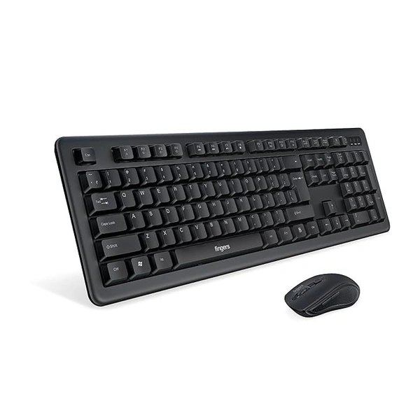 COMBO- WIRELESS- FINGERS Duo-Recharge Wireless Deskset (Mouse + Keyboard) Combo (Rechargeable Batteries with 25-Day worktime, 2.4 GHz Technology with USB Nano Receiver, Windows, macOS, Linux & Chrome OS Compatible)