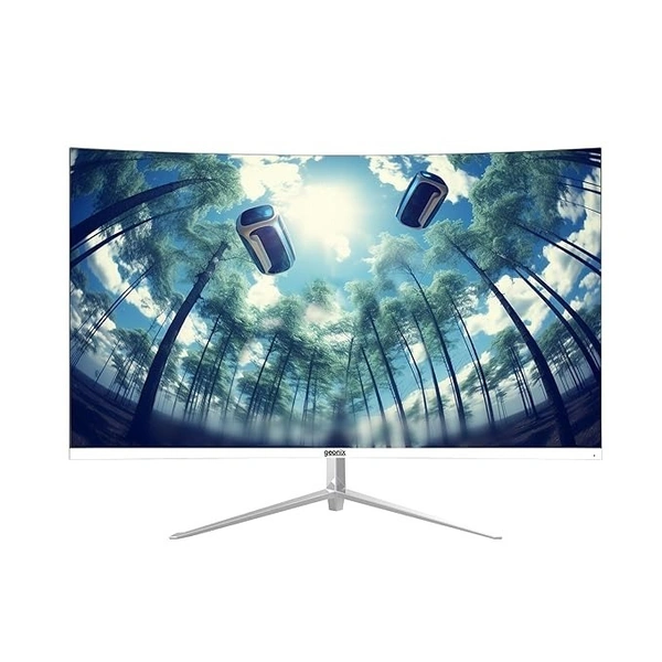 SIZE- 32" - Geonix Argon 32 Inch LED Curved Monitor 80.01 CM(32''),75Hz Refresh Rate,4000:1 Contrast Ratio,Max. Res. 1920X1080(16:9),4.5ms Response Time, 16.7M(8Bit) Display Color with 2X2W built In Speaker,White