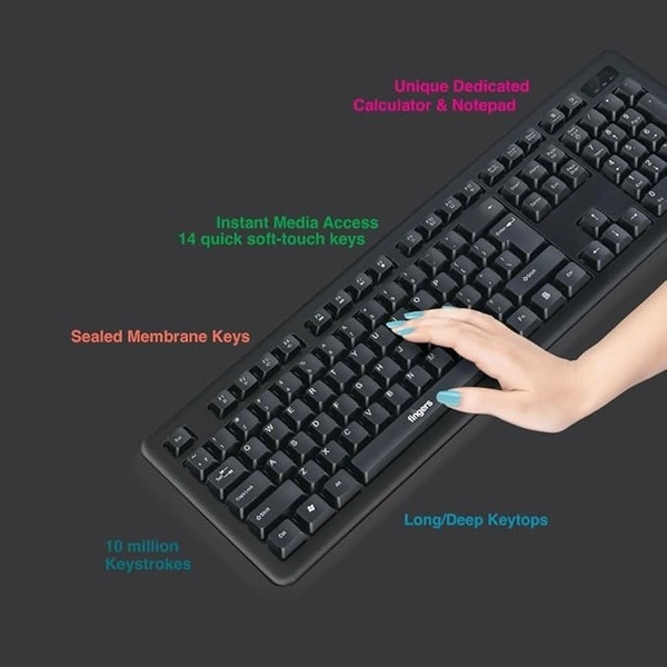 COMBO- WIRELESS- FINGERS Duo-Recharge Wireless Deskset (Mouse + Keyboard) Combo (Rechargeable Batteries with 25-Day worktime, 2.4 GHz Technology with USB Nano Receiver, Windows, macOS, Linux & Chrome OS Compatible)