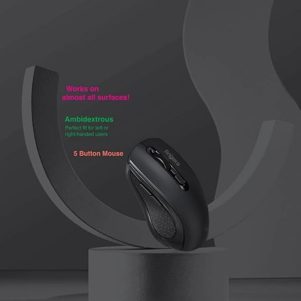 COMBO- WIRELESS- FINGERS Duo-Recharge Wireless Deskset (Mouse + Keyboard) Combo (Rechargeable Batteries with 25-Day worktime, 2.4 GHz Technology with USB Nano Receiver, Windows, macOS, Linux & Chrome OS Compatible)