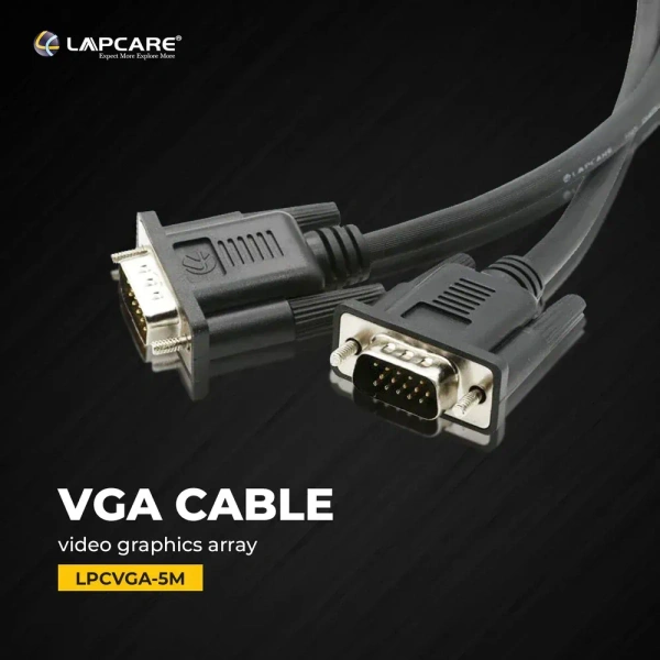 VGA CABLE- 1.5MTR- LAPCARE- Lapcare Premium VGA Cable, 15Pin Male to Male (1.5M)-Black- 1 Year Warrenty