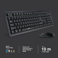 COMBO- WIRELESS- FINGERS Duo-Recharge Wireless Deskset (Mouse + Keyboard) Combo (Rechargeable Batteries with 25-Day worktime, 2.4 GHz Technology with USB Nano Receiver, Windows, macOS, Linux & Chrome OS Compatible)