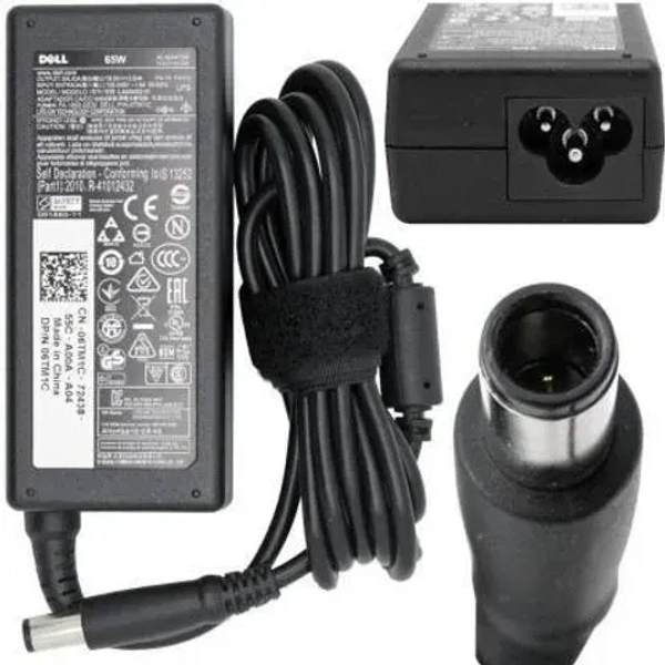 SKU-0565/ Dell Original 65W Laptop Adapter-Black, Big Pin 7.4 MM, 19.5V 3.34A, Warranty 1 Year.