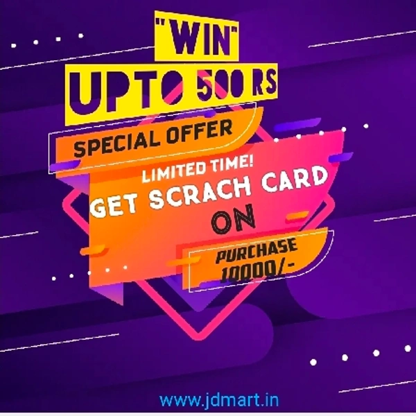 Get Scrach Card To Win Upto 500 Rs On Shopping Worth Rs. 10000/-  Entire Order