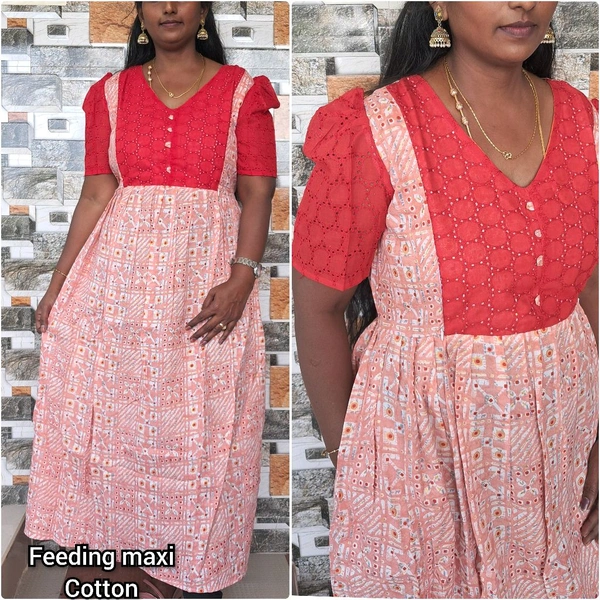 Cotton Feeding Kurti - Red, Xl