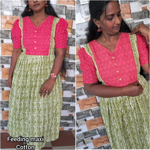 Cotton Feeding Kurti - Limeade, M