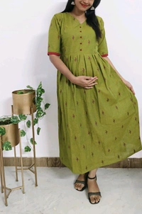Olive Leaf-Cotton Feeding Kurti - Olive Drab, Xl