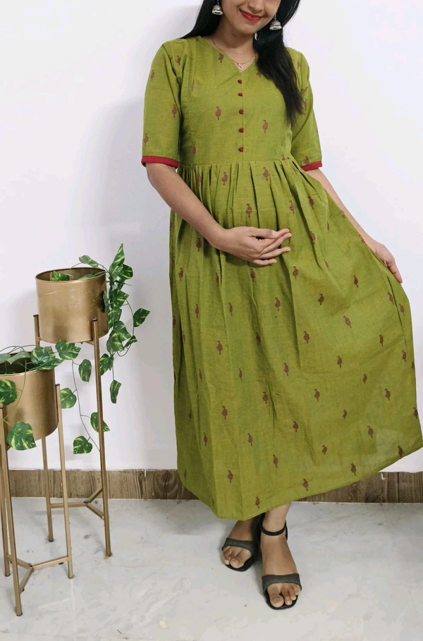 Olive Leaf-Cotton Feeding Kurti - Olive Drab, Xl