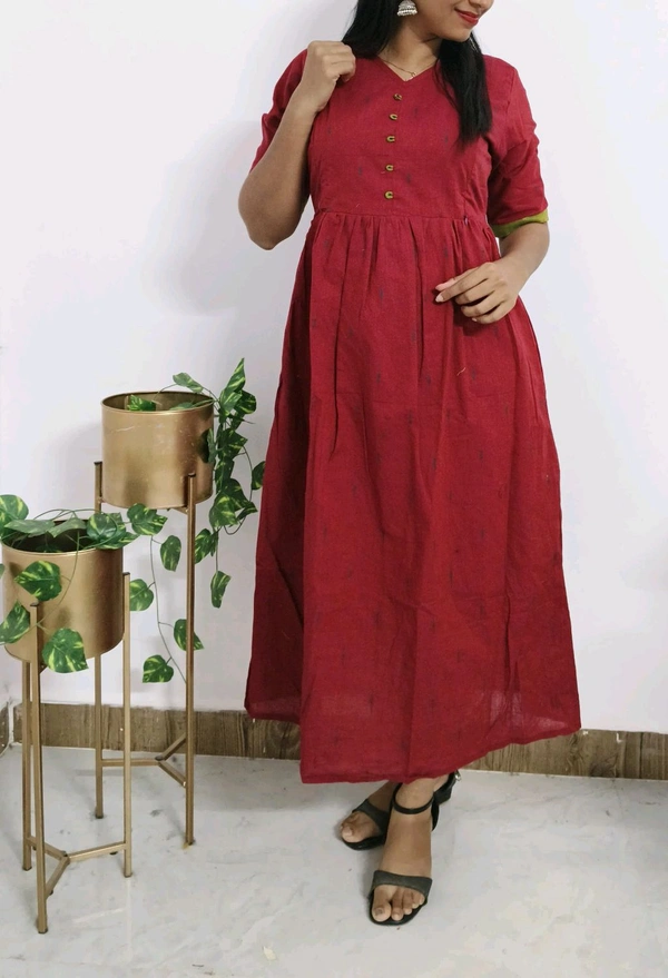 Cranberry-Cotton Feeding Kurti - Guardsman Red, L