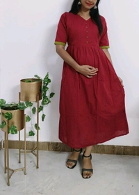 Cranberry-Cotton Feeding Kurti - Guardsman Red, L