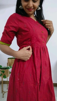 Cranberry-Cotton Feeding Kurti - Guardsman Red, L