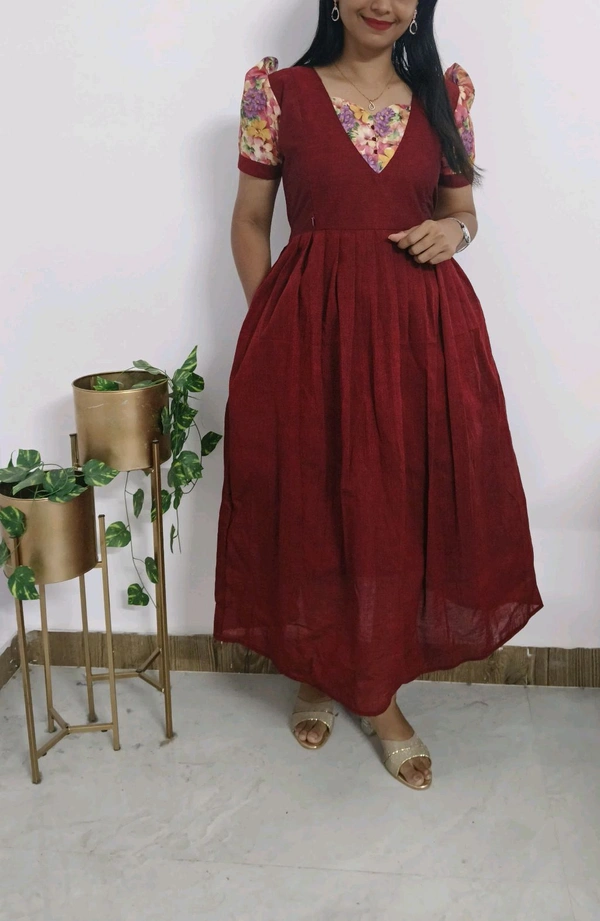 Crimson-Cotton Feeding Kurti - Maroon, L