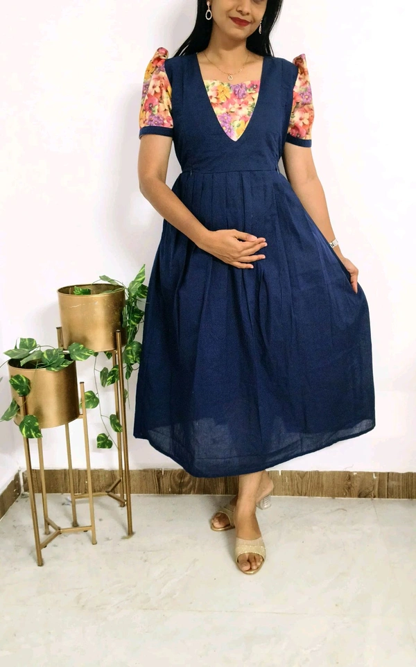 Sapphire-Cotton Feeding Kurti - Deep Sapphire, Xl