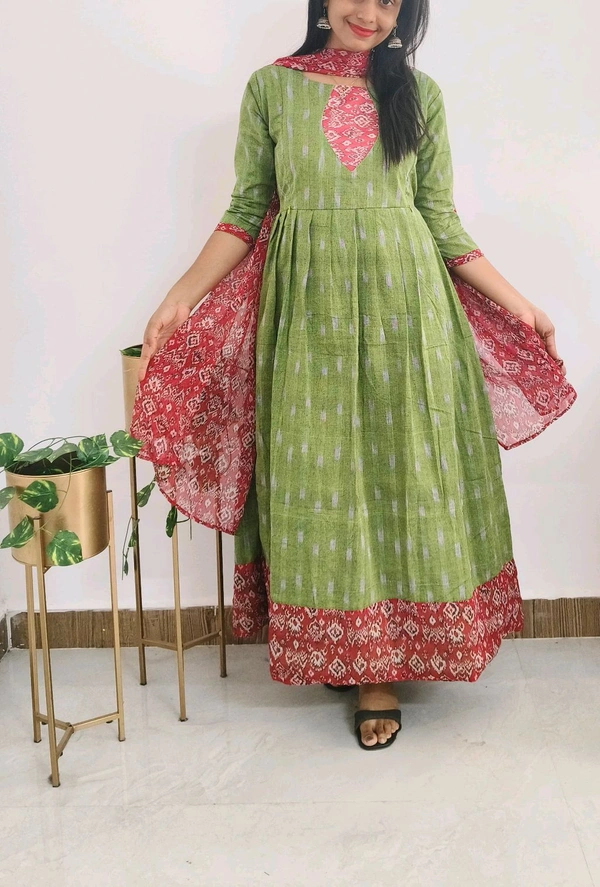 Ikkat Kurti With Shawl - Mantis, Xxl