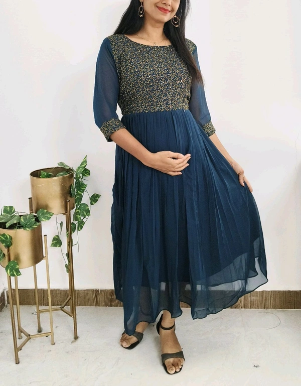Embroidery-Georgette Feeding Kurti - Biscay, Xl
