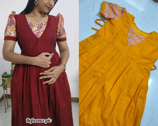 Yellow Cotton -Feeding Kurti - Xl