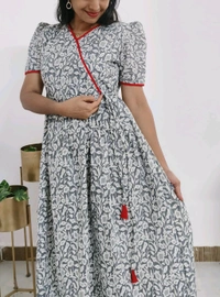 Grey Mist-Cotton Feeding Kurti - Nobel, L