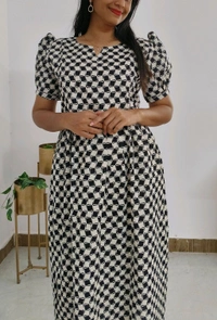 Black Checked -Cotton Feeding Kurti - 3xl