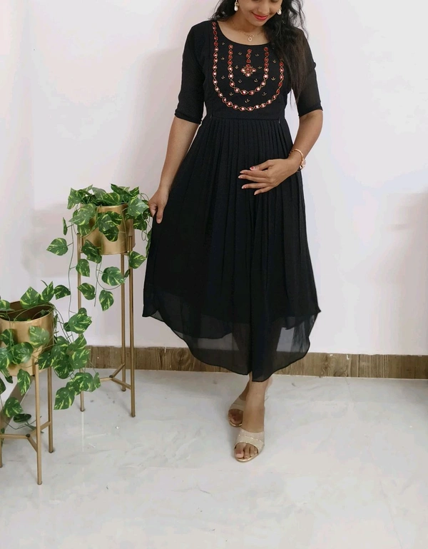 Dark Desire-Party Wear Maternity Kurti - Black, Xl