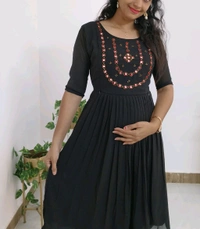 Dark Desire-Party Wear Maternity Kurti - Black, 3xl