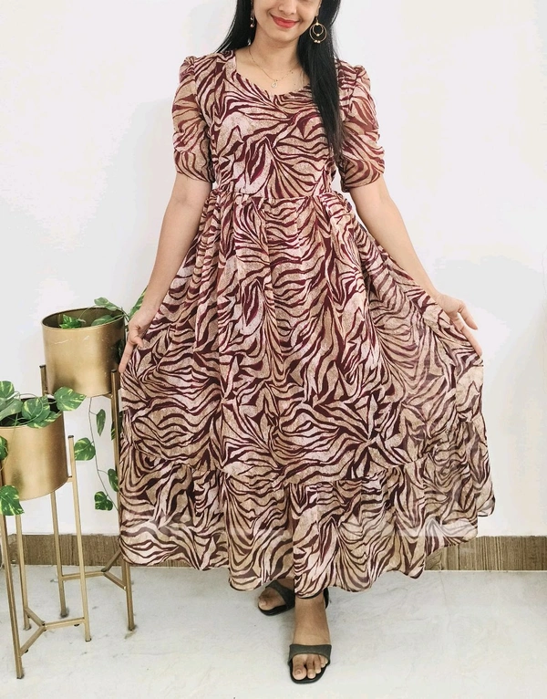Safari Stripe-Georgette Maternity Maxi - Xl